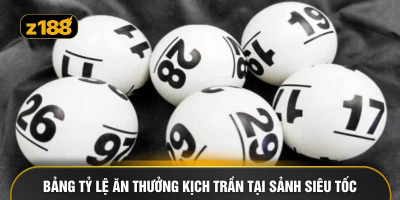 Bảng tỷ lệ ăn thưởng kịch trần tại sảnh siêu tốc